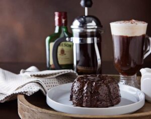 Molten Chocolate Cake Paired with Irish Coffee