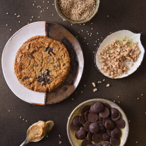 Zoe's Crush Cookie on Table with ingredients scattered