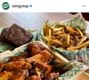 Image of Wingstop wings, fries and brownie