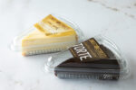 View Single Serve New York Cheesecake and Flourless Chocolate Torte Clam Shell To Go Packaging with Repack Label